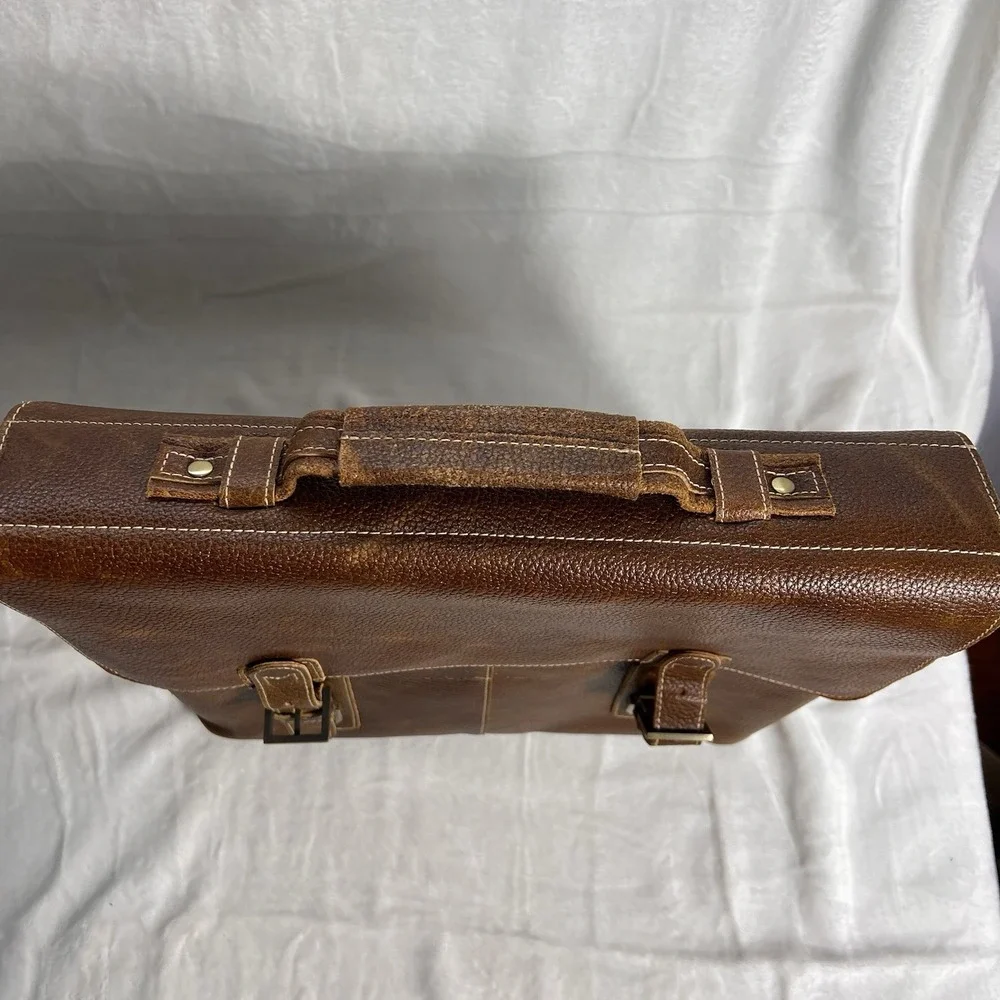 AmeriLeather Classical Leather Organizer Briefcase Bag Travel Business Strap